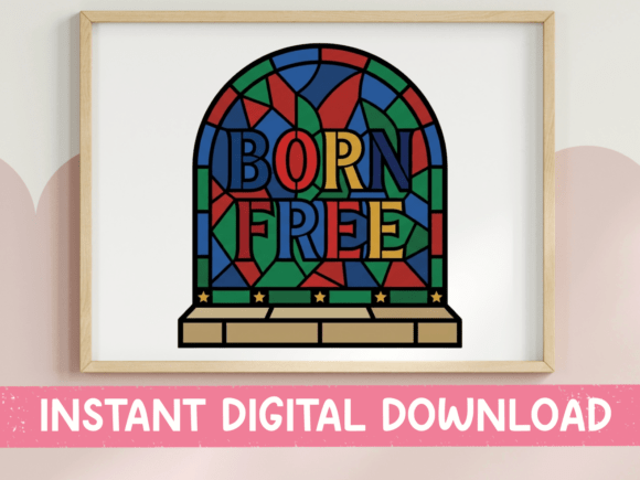 Born Free Stained Glass SVG: Graphics for T-Shirt Designs & Editorial Use