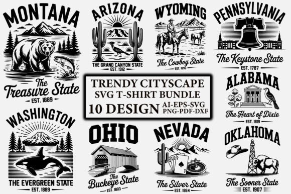 Cityscape SVG Graphics for Craft Branding & T-Shirt Designs