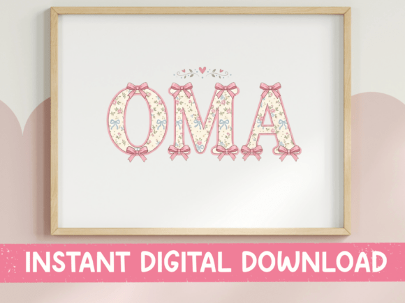 Coquette Bow Floral Oma SVG PNG for T-Shirt Graphics
