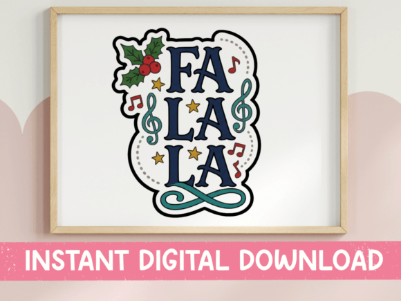 Fa La La Retro Christmas Typography for Graphics & T-Shirt Designs