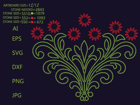 Floral Rhinestone Blossom Pattern: T-Shirt Graphics