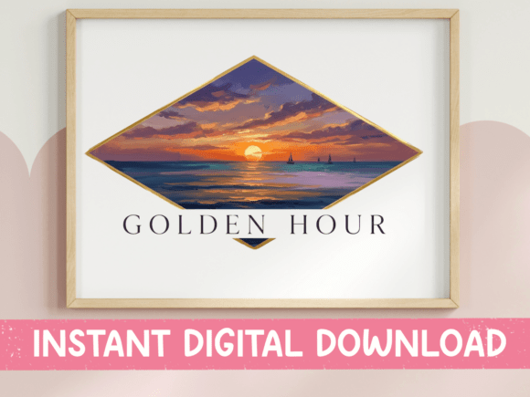 Golden Hour Ocean Sunset: Graphics & T-Shirt Designs