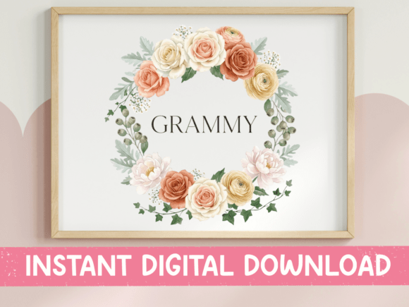 Grammy Floral Wreath SVG for T-Shirt Designs & Graphics