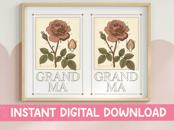 Grandma Botanical Rose Print SVG: Vintage T-Shirt Graphics