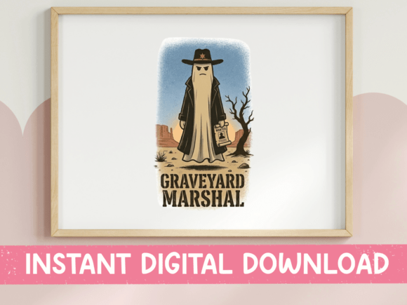 Graveyard Marshal Spooky Western Graphics for T-Shirt Designs