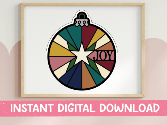 Joy Christmas Ornament Retro Color Block