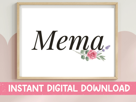 Mema Floral Accent Script SVG PNG — T-Shirt & Brand Graphics