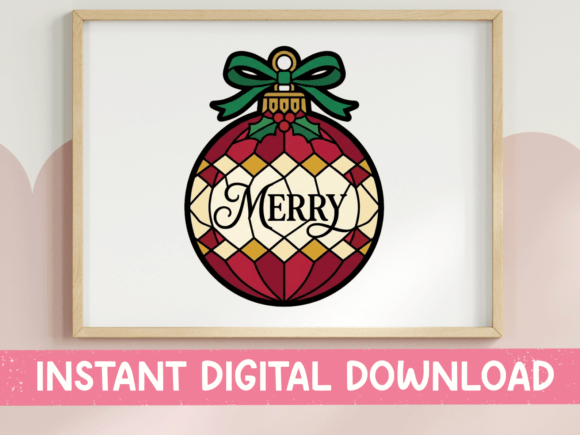 Merry Stained Glass Ornament: T-Shirt Designs & Graphics