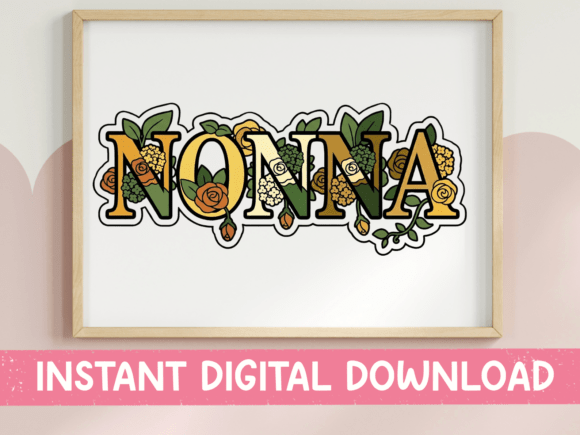 Nonna Floral Letter Word Art for Graphics & T-Shirt Designs