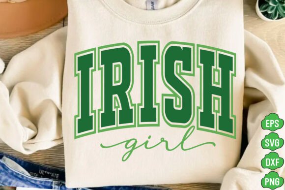 Retro Varsity Irish Girl SVG: Graphics & T-Shirt Designs