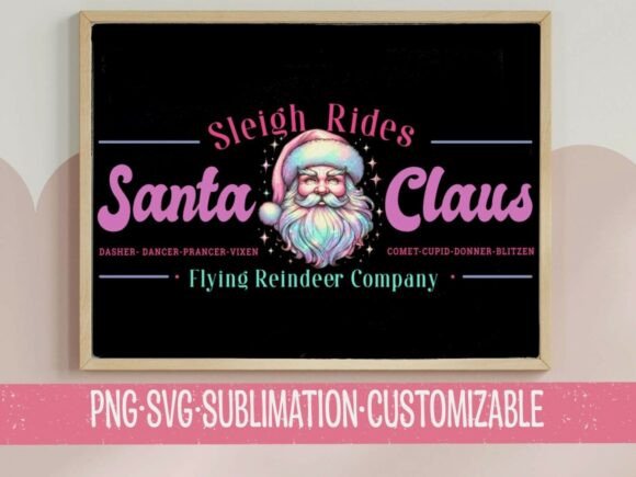 Santa Claus Sleigh Rides SVG Retro: T-Shirt Designs & Graphics