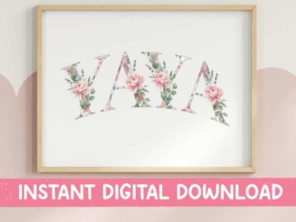 Soft Floral Yaya Arched Graphics for T-Shirt Designs