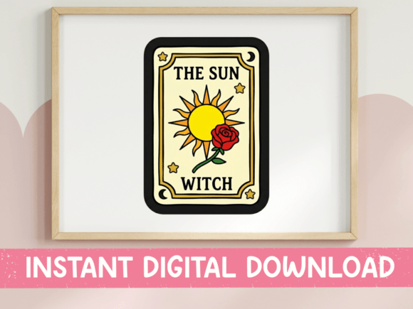 The Sun Witch Tarot Card SVG: Graphics & T-Shirt Designs